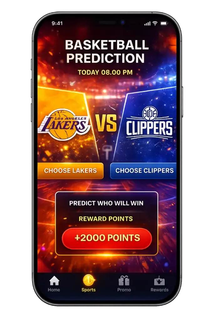 Screenshot of the match interface inside the Playtime app where users can place predictions