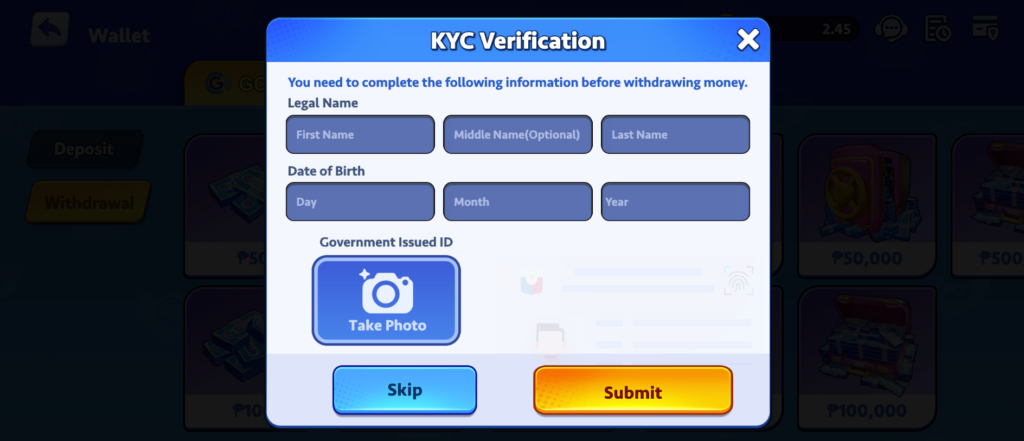 Playtime Casino KYC Verification for Gcash withdrawal